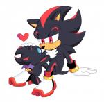 ambiguous_gender duo heart_above_head heart_symbol male simple_background white_background chocolatechippi sega sonic_the_hedgehog_(series) shadow_chao shadow_the_hedgehog chao_(sonic) character_chao dark_chao eulipotyphlan hedgehog mammal hi_res