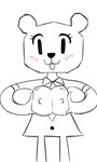 anthro blush blush_lines breast_squeeze breasts clothed clothing dress erect_nipples female nipples open_clothing open_topwear paper presenting presenting_breasts simple_background smile solo squeezing topwear white_background jice cartoon_network the_amazing_world_of_gumball teri_(tawog) bear mammal paper_creature