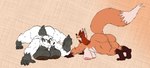 all_fours anthro badger big_butt big_hands big_nipples breast_squish breasts breasts_on_ground bronwyn_(blackpaw1000) butt canid canine ceran_altwood claws duo feet female female/female fox frown gesture glare hand_gesture hi_res kentuckiyucki looking_at_viewer mammal mature_female middle_finger muscular muscular_arms mustelid musteline neck_tuft nipples paws sagging_breasts slightly_chubby smile spread_legs spreading squish stretching tuft yoga