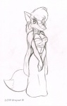 anthro breasts canid canine cleavage cloak clothed clothing dress evening_gown female fox furr_friends greycat_rademenes kasey_rafoza mammal monochrome sketch solo tail