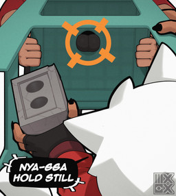 ambiguous_gender brick bulge clothing detailed_bulge dialogue fingerless_gloves fur gloves hair handwear humor jacket male speech_bubble text topwear white_body white_fur white_hair igxxiii animal_humanoid cat_humanoid felid felid_humanoid feline feline_humanoid human humanoid mammal mammal_humanoid english_text hi_res