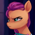 angry badge eyebrows eyelashes female frown green_eyes hair half-closed_eyes narrowed_eyes orange_body pink_hair solo unimpressed marenlicious hasbro mlp_g5 my_little_pony sunny_starscout_(mlp) earth_pony equid equine horse mammal pony 1:1 2021 absurd_res bust_portrait digital_media_(artwork) hi_res portrait