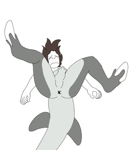 anthro anus black_bottomwear black_clothing black_pants bottomwear brown_hair clothing duo female forced forced_transformation gender_transformation genitals goo_transformation grey_body hair heart_symbol latex latex_transformation male male/female mtf_transformation nude pants penis_to_vagina_tf transformation white_body sinful_drawz changed_(video_game) lin_(changed) tiger_shark_(changed) aquatic fish human mammal shark