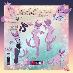 anthro clothing corset dressed_up female female_anthro feral lingerie soothe_bell text topwear titallulah nintendo pokemon nailah_(zelgius) eeveelution espeon generation_2_pokemon pokemon_(species) 1:1 absurd_res english_text hi_res model_sheet