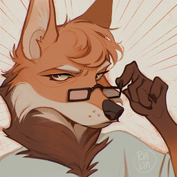 anthro eyewear fur glasses grumpy male solo tan_body tan_fur rinlinart canid canine fox mammal 1:1 digital_drawing_(artwork) digital_media_(artwork) icon portrait