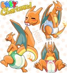 ageplay ambiguous_gender anthro back_wings biped blue_eyes blush blush_lines bodily_fluids clothed clothing diaper diaper_only embarrassed eyes_closed fire flaming_tail genital_fluids looking_at_viewer object_in_mouth orange_body orange_scales pacifier pacifier_in_mouth potty_dance raised_leg roleplay scales semi-anthro sitting solo spread_legs spreading sweat sweatdrop tail tears topless unclean_diaper urine used_diaper wearing_diaper wet_diaper wetting wetting_diaper wings kaaski nintendo pokemon charizard generation_1_pokemon pokemon_(species) 2025 hi_res