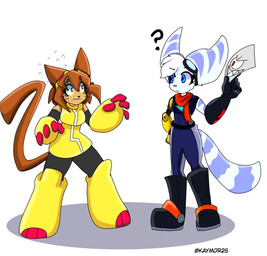 anthro black_nose blue_eyes boots breasts brown_body brown_hair brown_tail clothing cybernetic_arm cybernetic_limb duo eyelashes eyewear eyewear_on_head female fluffy fluffy_tail footwear goggles goggles_on_head group hair looking_at_another lying markings nervous pink_nose pose question_mark red_eyes red_scarf ring_(marking) ringed_tail scarf shoes sitting smile standing striped_body striped_markings striped_tail stripes tail tail_markings thin_tail trio whiskers gameoverse glitch_productions ratchet_and_clank sony_corporation sony_interactive_entertainment fold_(gameoverse) kit_bodega rivet_(ratchet_and_clank) domestic_cat felid feline felis lombax mammal paper_creature crossover hi_res