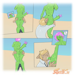 anus bodily_fluids cactus cum desert duo ejaculation fellatio genital_fluids green_body hair male male/male oral penile pink_hair plant public public_nudity public_sex sand sex sosalkis cactus_creature elemental_creature felid feline flora_fauna mammal 1:1 absurd_res comic hi_res