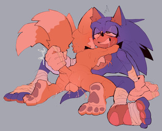 anal anal_penetration anthro anthro_on_anthro anthro_penetrated anthro_penetrating anthro_penetrating_anthro arms_around_neck arms_around_partner backsack balls bandage_wraps bedroom_eyes blush blush_lines bodily_fluids clothing cum cum_in_ass cum_inside cumshot drooling duo ejaculation genital_fluids genitals gloves gloves_only handwear handwear_only holding_tail intersex looking_pleasured male male/male male_penetrated male_penetrating male_penetrating_male mastectomy_scar mostly_nude narrowed_eyes nude open_mouth pawpads penetration penile penile_penetration penis_in_ass saliva scar seductive sex simple_background tail tail_pull drop_dash sega sonic_the_hedgehog_(series) miles_prower sonic_the_hedgehog canid canine eulipotyphlan fox hedgehog mammal absurd_res hi_res trans_(lore) trans_man_(lore)