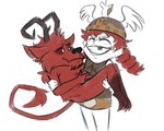 2024 2_horns 4_fingers 4_toes anthro armor black_horn black_nose bovid braided_hair braided_pigtails brown_clothing brown_feet brown_helmet caprine caprine_demon carrying_another carrying_partner clothed clothed/nude clothing colinnpc colored colored_sketch curved_horn demon don't_starve duo ears_down eyebrows eyes_closed featureless_crotch feet female fingers flat_colors fluffy freckled_face freckles fur goat goat_demon hair hands_together happy headgear helmet hi_res holding_another holding_partner horn human imp klei_entertainment long_hair looking_at_another looking_at_partner male male/female mammal missing_teeth nude pale_skin pigtails pink_cheeks pivoted_ears proud red_body red_fur red_hair red_tuft romantic romantic_couple simple_background simple_eyes sketch smile standing strong_female tail tail_tuft teeth teeth_showing toes tuft white_background wigfrid winged_helmet wortox