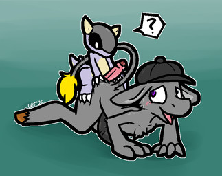 4_fingers adult_on_young age_difference anthro anthro_on_anthro big_penis black_clothing black_hat black_headwear black_penis blush bodily_fluids brown_hooves butt butt_grab chest_tuft claws clothing erection fingers foreskin fur genital_fluids genitals glans gradient_background grey_body grey_fur hand_on_butt hat hat_only headgear headgear_only headwear headwear_only hooves hot_dogging huge_penis humanoid_genitalia humanoid_penis interspecies larger_anthro larger_male male male/male medial_ring mostly_nude motion_lines nude older_anthro older_male open_mouth penis pink_penis precum pupils purple_body purple_eyes purple_pupils purple_scales question_mark red_glans scales sex simple_background size_difference smaller_anthro smaller_male smile speech_bubble sweat tail tail_around_partner tail_tuft tuft white_claws yellow_body yellow_fur young young_anthro young_male younger_anthro younger_male ultilix nintendo pokemon sen_grisane_(character) asinus baby_kangaskhan donkey equid equine generation_1_pokemon kangaskhan mammal pokemon_(species) 2026
