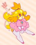 alternative_fashion anthro blonde_hair breasts clothed clothing cosplay cosplay_lolita crossover_cosplay dress female hair hime_lolita j-fashion legwear lolita_(fashion) solo conditional_dnp teckworks animal_crossing mario_bros nintendo isabelle_(animal_crossing) princess_peach canid canine canis domestic_dog mammal shih_tzu toy_dog 2018 crossover