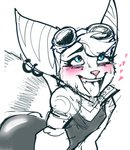 ahegao anthro blue_eyes cybernetic_arm cybernetic_limb ear_piercing eyewear eyewear_on_head female flat_chested fur goggles goggles_on_head looking_pleasured piercing simple_background solo stripes norodoggo ratchet_and_clank sony_corporation sony_interactive_entertainment rivet_(ratchet_and_clank) lombax mammal hi_res