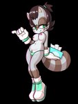 anthro boots brown_hair clothing female footwear freckles fur gloves green_eyes grey_body grey_fur hair handwear holding_object ponytail pubes shoes solo tissue_box fourssss sega sonic_the_hedgehog_(series) fan_character lurk_the_raccoon mammal procyonid raccoon 2024 alpha_channel hi_res