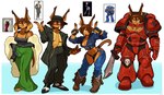 2023 absurd_res adeptus_astartes angel_(king_of_fighters) anthro armor blood_angel breasts brown_body brown_fur brown_hair canid canine canis ceehaz cleavage clothed clothing cosplay dobermann dog_knight_rpg domestic_dog dress female fur hair hi_res king_of_fighters mammal necktie pinscher pinstripes red_armor rory_(ceehaz) solo space_marine suit warhammer_(franchise) warhammer_40000