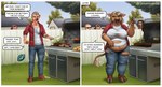 anthro ball barbecue barbecue_fork blonde_hair body_part_growth bottomwear breast_growth breasts brown_body building clothing cutlery day detailed_background female fence footwear fork gender_transformation grass gridiron_ball group growth hair hooves house human_to_anthro jacket kitchen_utensils male mtf_transformation navel nipple_outline open_mouth outside overweight overweight_anthro pants plant red_clothing red_jacket red_topwear shirt shoes smile solo_focus species_transformation standing surprise tail tail_growth text tools topwear torn_clothing transformation tree weight_gain white_clothing white_fence white_shirt white_topwear miltonholmes king_of_the_hill bobby_hill bovid bovine cattle human mammal 2022 absurd_res digital_media_(artwork) english_text hi_res