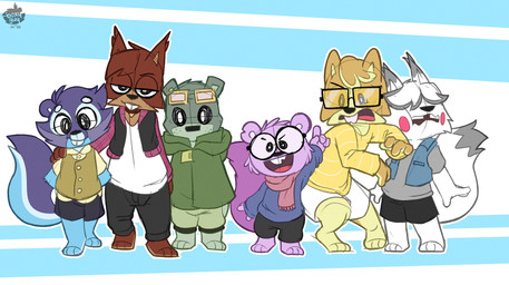 buckteeth clothing eyewear fur glasses open_mouth simple_background smile tail teeth wearing_glasses nutty_bo arty_(nutty_bo) benson_(nutty_bo) elle_(nutty_bo) fynn_(nutty_bo) harvey_(nutty_bo) valor_(nutty_bo) mammal rodent sciurid tree_squirrel hi_res
