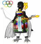 4_toes 5_fingers anthro asian_clothing beak big_breasts biped black_beak black_body black_feathers bow_(weapon) breasts claws clothed clothing curvy_figure dual_holding east_asian_clothing feathered_wings feathers feet female fingers flag flag_clothing flag_print fringe_trim grey_body grey_feathers holding_arrow holding_bow_(weapon) holding_object holding_ranged_weapon holding_weapon japanese_clothing latina non-mammal_breasts orange_body orange_feathers print_clothing range_weapon ranged_weapon samurai simple_background smile solo standing tail tail_feathers tassels thick_thighs toe_claws toes venezuela venezuelan_flag voluptuous warrior weapon white_background white_body white_feathers wide_hips winged_arms wings yellow_body yellow_eyes yellow_feathers jose-497 olympics miranda_marcano avian bird icterid new_world_oriole oscine passerine venezuelan_troupial 2019 absurd_res digital_drawing_(artwork) digital_media_(artwork) full-length_portrait hi_res portrait signature