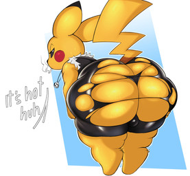 alternative_fashion animal_ears animal_tail anthro bare_shoulders big_butt biped bodily_fluids bottom_heavy bottomwear bulge bulge_from_behind butt cigarette cigarette_in_mouth cigarette_smoke clothing curvy_figure dialogue femboy feminine fur goth hotpants huge_butt male male_anthro mouse_tail object_in_mouth pants punk shorts shortstack skindentation smoke smoking smoking_cigarette solo sweat sweatdrop sweaty_body sweaty_butt tail text thick_thighs torn_bottomwear torn_clothing torn_pants voluptuous voluptuous_male wide_hips yellow_body yellow_fur yellow_skin s0arti nintendo pokemon team_skull generation_1_pokemon mammal murid murine pikachu pokemon_(species) rodent 2026 absurd_res english_text hi_res