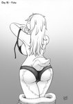 2015 anthro back_boob big_breasts bra breasts butt christmas christmas_clothing clothing drxii female hi_res holidays monochrome nushi panties part_of_set rear_view scalie solo tail traditional_media_(artwork) underwear undressing yuke_(drxii)