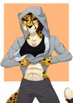 abs anthro clothed clothing clothing_lift female muscular muscular_female shirt shirt_lift solo topwear taikoku trinity_barnett cheetah felid feline mammal hi_res