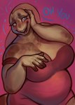 anthro belly big_belly big_breasts blush breasts cleavage clothed clothing dialogue dress female half-closed_eyes narrowed_eyes non-mammal_breasts open_mouth open_smile overweight overweight_anthro overweight_female pink_background scales simple_background smile solo speech_bubble text tight_clothing diadorin reptile scalie snake absurd_res english_text hi_res