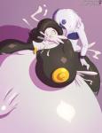 2018 absol absurd_res alma_(impaledwolf) alternate_color anal anal_penetration anthro anus belly belly_inflation big_belly big_breasts big_butt big_penis bodily_fluids breasts bulge butt cleavage clothed clothing comic cum cum_ballooning cum_inflation cum_inside cum_through duo english_text erection excessive_cum excessive_genital_fluids female female_penetrated gabriela_(impaledwolf) gardevoir generation_3_pokemon genital_fluids genitals hi_res huge_belly huge_breasts huge_butt huge_penetration huge_penis hyper hyper_belly hyper_cum hyper_genitalia hyper_penis impaledwolf inflation male male/female male_penetrating male_penetrating_female nintendo nipples penetration penis pokemon pokemon_(species) purple_background sex simple_background text thick_thighs