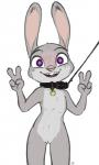 4_fingers alec8ter anthro bdsm blush buckteeth collar collar_tag color_edit colored conditional_dnp disney female fingers flat_chested front_view genitals gesture hand_gesture hi_res judy_hopps lagomorph leash leporid looking_at_viewer mammal nude open_mouth pawtsun petplay purple_eyes pussy rabbit roleplay signature simple_background smile solo teeth text third-party_edit v_sign white_background zootopia