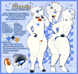 2_horns abstract_background anthro areola balls bell bell_collar big_areola big_butt black_eyeliner black_eyeshadow blue_areola blue_border blue_clothing blue_eyes blue_freckles blue_horn blue_nipples blue_nose blue_panties blue_tongue blue_underwear border braces breasts butt cage chastity_cage chastity_device clothed clothing cloven_hooves collar curvy_figure eyeliner eyes_closed eyeshadow facial_piercing flat_chastity_cage floppy_ears freckled_butt freckled_face freckles front_view fur genitals gold_(metal) gold_chastity_cage gold_chastity_device grin gynomorph gynomorph_anthro hair hooves horizontal_pupils horn intersex intersex_anthro logo looking_at_viewer lop_ears makeup multicolored_body multicolored_fur multiple_poses nipples nose_piercing nose_ring nude nude_anthro nude_gynomorph panties piercing pose pupils rear_view ring_piercing small_balls small_breasts small_nipples smile solo text thick_thighs thong tongue tongue_out underwear underwear_only unguligrade white_body white_fur white_hair white_pupils cowcollar pharis_(lizarian) bovid caprine mammal sheep 2025 artist_logo digital_drawing_(artwork) digital_media_(artwork) english_text full-length_portrait headshot_portrait hi_res model_sheet portrait busty_boy_(lore) male_(lore)