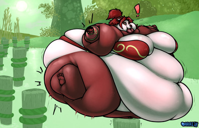 anthro balancing belly big_belly biped bra clothing deep_navel female hair huge_belly huge_thighs hyper hyper_belly hyper_thighs lake lips looking_at_viewer morbidly_obese morbidly_obese_anthro morbidly_obese_female navel obese obese_anthro obese_female overweight overweight_anthro overweight_female plant ponytail solo sun thick_lips thick_thighs tree underwear araidian blizzard_entertainment warcraft mhinera bear giant_panda mammal pandaren 2018 digital_media_(artwork) hi_res