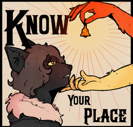 ambiguous_gender bell black_body black_fur black_hair clothed clothing fur hair hand_on_face hypnosis mind_control poster solo submissive froztvyte domestic_cat felid feline felis mammal hi_res