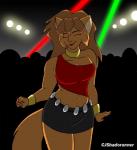 breasts clothing eyes_closed female group nightclub solo_focus chrisandcompany neve_vecat domestic_cat felid feline felis mammal digital_media_(artwork)