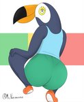 anthro beak big_butt butt clothed clothing female shirt simple_background solo thick_thighs topwear mr_valentine00 netflix tuca_and_bertie tuca_(tuca_and_bertie) avian bird ramphastos toco_toucan toucan absurd_res hi_res