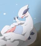 big_penis blush bodily_fluids drooling erection genital_fluids genitals male penis precum saliva side_view simple_background solo tail tapering_penis tongue tongue_out kemononoko nintendo pokemon generation_2_pokemon legendary_pokemon lugia pokemon_(species) 2018 hi_res