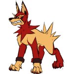 ambiguous_gender bookabashka canid canine canis domestic_dog eeveelution fan_character feral fur generation_1_pokemon jolteon mammal nintendo orange_body orange_fur pokemon pokemon_(species) red_body red_fur simple_background solo white_background