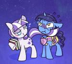 blush book cutie_mark duo female feral flirting horn male male/female seductive smile cuteosphere friendship_is_magic hasbro my_little_pony mythology night_light_(mlp) twilight_velvet_(mlp) equid equine mammal mythological_creature mythological_equine unicorn 2013