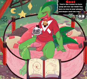 2_tails 2_toes 4_fingers abdl accident adult_baby ageplay ambiguous_gender angry animal_feet baby_mobile balls bell bell_collar black_collar black_eyebrows black_eyes blush bodily_fluids book bottomless bottomless_male bovid_horn brown_horn brown_pillow caprine_horn claws closed_smile clothed clothing clover_(plant) clover_leaf collar countershade_body countershade_face countershade_neck countershading crescent_moon crown cult cultist curved_horn dark_green_leaves detailed_background dialogue dialogue_box diamond_shape diaper dirt dotted_line_heart duo embarrassed embarrassed_male erection eye_symbol eyebrows eyes_closed feet finger_claws fingers floppy_ears flower foreskin frown frowning_at_another fur genital_fluids genitals glans glistening glistening_eyes goat_horn gold_bell grass green_arms green_body green_claws green_face green_feet green_finger_claws green_hands green_legs green_scales green_snout green_toe_claws green_upper_jaw grey_body grey_ears grey_face grey_fur grey_wool hand_on_ground head_horn head_leaf headgear heart_pattern heart_symbol holding_object holding_plushie horizontal_pupils horn humanoid_genitalia humanoid_hands humanoid_penis infantilism leaf leaf_tail leaves_on_arms leaves_on_body looking_ahead male moon mouth_closed multi_tail multicolored_body multicolored_scales non-mammal_balls occult_symbol offscreen_character open_book pantsless pantsless_anthro pantsless_male patch_(fabric) peeing penis pentagram pillow pink_floor pink_foreskin pink_genitals pink_glans pink_penis pink_pillow plant playpen plushie pokemorph punishment pupils purple_eyes purple_flower purple_sclera ram_horn red_balls red_body red_clothing red_collar red_countershading red_crotch red_eyes red_face red_flower red_genitals red_lower_jaw red_pole red_scales red_sclera red_shirt red_snout red_throat red_topwear retracted_foreskin roleplay scales shaggy_fur shirt shrub silver_bell_(object) sitting sitting_on_ground sitting_on_pillow smile speech_bubble star_(shape) symbol symbol_on_clothing symbol_on_shirt tail tan_pillow tan_star text toe_claws toes topwear topwear_only urine urine_stream vein veiny_penis watersports wetting white_pillow wooden_pole wool_(fur) yellow_star raindristashka cult_of_the_lamb massive_monster_(studio) nintendo pokemon dino_evergreen fan_character purple_crown_(cult_of_the_lamb) red_crown_(cult_of_the_lamb) bovid caprine dinosaur dromaeosaurid elemental_creature flora_fauna generation_3_pokemon goat grovyle mammal pokemon_(species) prehistoric_species reptile scalie sheep theropod character_name colored digital_drawing_(artwork) digital_media_(artwork) hi_res