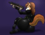 anthro gun male nude ranged_weapon smile solo weapon wetsuit thesquarestart scott_(corgipudding) canid canine canis domestic_dog herding_dog mammal pastoral_dog welsh_corgi absurd_res hi_res