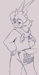 butt_flap caption clothing diaper frown frowning_at_viewer goat_ears goat_tail hands_on_hips looking_at_viewer male onesie scowl simple_background solo cheetoeater homestuck ms_paint_adventures zaptie_(cheetoeater) alien humanoid troll_(homestuck) hatching_(art) monochrome shaded