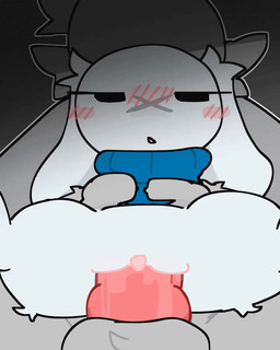animal_genitalia animal_penis anthro anthro_focus anthro_on_anthro anthro_penetrated anthro_penetrating anthro_penetrating_anthro biped blue_clothing blue_sweater blue_topwear blush blush_lines bottomless bottomless_anthro bottomless_female canine_genitalia canine_penis chair_position clitoris clothed clothed_anthro clothed_female clothing duo faceless_anthro faceless_character faceless_male female female_anthro female_focus female_on_anthro female_penetrated fleshlight_position floppy_ears from_behind_position front_view fur genitals knot knot_fucking knotted_penis knotting larger_anthro larger_male lop_ears male male/female male_anthro male_on_anthro male_penetrating male_penetrating_female monotone_body monotone_fur nose_scar penetration penile penile_penetration penis penis_in_vagina plantigrade sex size_difference slim slim_anthro slim_female smaller_anthro smaller_female smaller_penetrated solo_focus sweater topwear vaginal vaginal_penetration vulva white_body white_fur hottoek cave_story sue_sakamoto lagomorph mammal mimiga 2026 2d_animation animated flat_colors hi_res motion_tweening