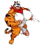 anthro barazoku big_nipples bodily_fluids circumcised cross-eyed ear_piercing genital_fluids genitals huge_nipples hyper hyper_nipples lactating leaking_precum looking_pleasured male male_lactation mascot muscular muscular_male nipple_fetish nipple_play nipples penis piercing precum solo stubble tongue tongue_out vein veiny_muscles tora_gy frosted_flakes kellogg's tony_the_tiger felid mammal pantherine tiger hi_res