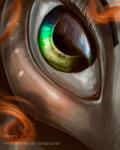 ambiguous_form close-up eye_shot eye_waterline eyelashes eyes_close-up female hair looking_at_viewer multicolored_eyes orange_hair rainbow_eyes solo text lulemt hasbro my_little_pony equid equine horse mammal pony 4:5 character_request url