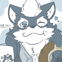 anthro black_body black_fur blue_eyes blue_heart chibi clothing container cup dessert doughnut eating eating_food food footprint fur hair heart_symbol holding_container holding_cup holding_donut holding_mug holding_object long_hair male mug pastry pawprint shirt solo text topwear white_hair builderbeast_f utau baion_urushi canid canine canis mammal wolf 1:1 japanese_text low_res