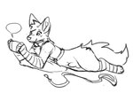 animal_genitalia anthro balls bdsm clothing collar electronics femboy fluffy fluffy_tail footwear fully_sheathed game_console gaming genitals handwear harness leash long_socks male petplay roleplay sheath socks solo switch_console tail demibido miidew nintendo nintendo_switch canid canine canis domestic_dog fox mammal wolf hi_res monochrome sketch unfinished