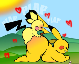age_difference ageplay anthro anus big_breasts big_butt black_tail blush body_blush breasts butt butt_blush butt_grab doggystyle dominant dominant_young duo eyes_closed female feral field from_behind_position fur hand_on_butt heart_symbol larger_dom male male/female narrowed_eyes nature nature_background nude older_penetrated open_mouth penetration roleplay seduced seductive sex shortstack shota size_difference size_play smile smiling_at_another smiling_at_partner sound_effects tail text thick_thighs yellow_body yellow_fur yellow_tail young young_anthro young_male young_penetrating younger_male anonymousmoonman nintendo pokemon generation_1_pokemon generation_2_pokemon mammal pichu pikachu pokemon_(species) rodent digital_media_(artwork) english_text