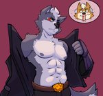 5_fingers abs anime_nosebleed anthro biped blood blush bodily_fluids clothed clothing confusion duo eye_patch eyebrows eyewear fingers fur grey_body grey_fur grey_tail hair looking_at_another looking_at_viewer male male/male multicolored_body multicolored_fur muscular muscular_male navel nipples nosebleed orange_body orange_fur pecs red_eyes simple_background sweat tail two_tone_body two_tone_fur two_tone_tail undressing white_body white_fur white_tail rygel_spkb nintendo star_fox fox_mccloud wolf_o'donnell canid canine canis fox mammal wolf