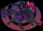 4_eyes 4_wings ambiguous_gender black_body black_feathers claws digitigrade fangs feathered_wings feathers feral feral_with_hair fur grey_body grey_claws grey_fur grin hair inner_ear_fluff multi_eye multi_wing pawpads paws red_hair red_nose red_pawpads red_sclera side_view smile snout solo striped_inner_ear striped_inner_ear_fluff striped_tongue stripes surgical_suture teeth tongue tongue_out tuft white_eyes wings jaspering canid canine duskky mammal patchwork_creature 2019 alpha_channel digital_drawing_(artwork) digital_media_(artwork) full-length_portrait hi_res portrait signature