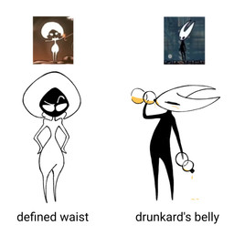 anthro belly black_arms black_belly black_body black_legs black_text drinking duo nude simple_background slightly_chubby standing text white_arms white_background white_head white_legs wide_hips bblevvn02 hollow_knight:_silksong hollow_knight_(franchise) team_cherry hornet_(hollow_knight) lace_(hollow_knight:_silksong) arthropod 2025 hi_res