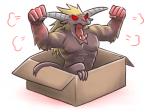 4:3 ambiguous_gender box canes-cm capcom container feral in_box in_container mammal monster_hunter primatius rajang reptile scalie simple_background solo white_background