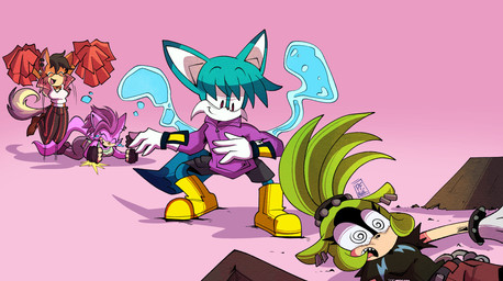 accessory after_fight aftermath anthro armguards beaded_bracelet beaded_jewelry beads black_clothing black_fingerless_gloves black_gloves black_handwear blue_body blue_fur boots bracelet brown_body brown_fur brown_hair clothed clothed_female clothed_male clothing dazed destroyed ear_piercing ear_ring female fight fingerless_gloves footwear fully_clothed fully_clothed_female fully_clothed_male fur gloves green_body green_fur green_quills group hair hair_accessory hairband handwear humiliation jacket jewelry laugh male piercing pom_poms purple_body purple_clothing purple_eyes purple_fur purple_hair purple_jacket purple_topwear quills_(anatomy) ring_piercing shoes spiral spiral_eyes topwear unconcious water_tentacles white_clothing white_gloves white_handwear yellow_boots yellow_clothing yellow_footwear popfulblue idw_publishing sega sonic_the_hedgehog_(comics) sonic_the_hedgehog_(idw) sonic_the_hedgehog_(series) bre_the_kangaroo_(sonic_oc) fan_character kitsunami_the_fennec lexus_the_doberman_(sonic_oc) surge_the_tenrec afrosoricid canid canine canis dobermann domestic_dog fennec_fox fox kangaroo macropod mammal marsupial pinscher tenrec true_fox hi_res